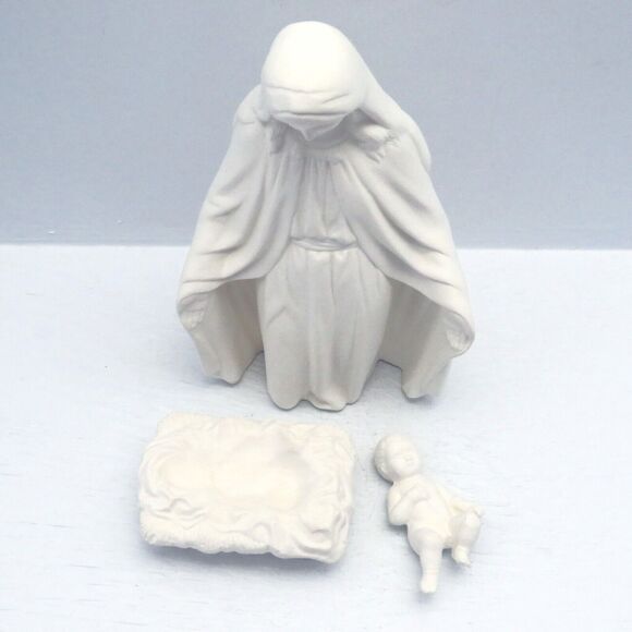 Handmade Ready to Paint Ceramic Mary and Baby Jesus Figurine, Paintable Ceramics - Picture 2 of 9